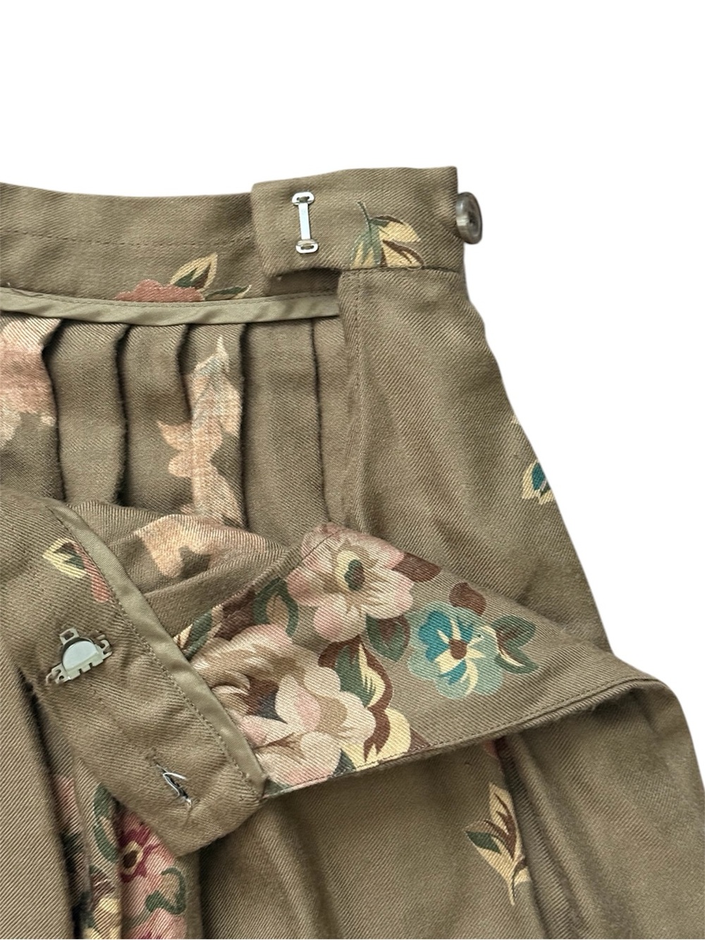 Vintage Ralph Lauren Blue Label Floral Pleated Wool Blend Maxi Skirt Size 12 - Picture 8 of 12